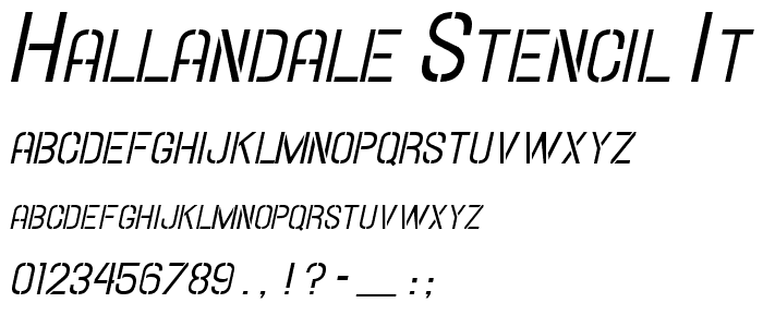 Hallandale Stencil It. SC JL font